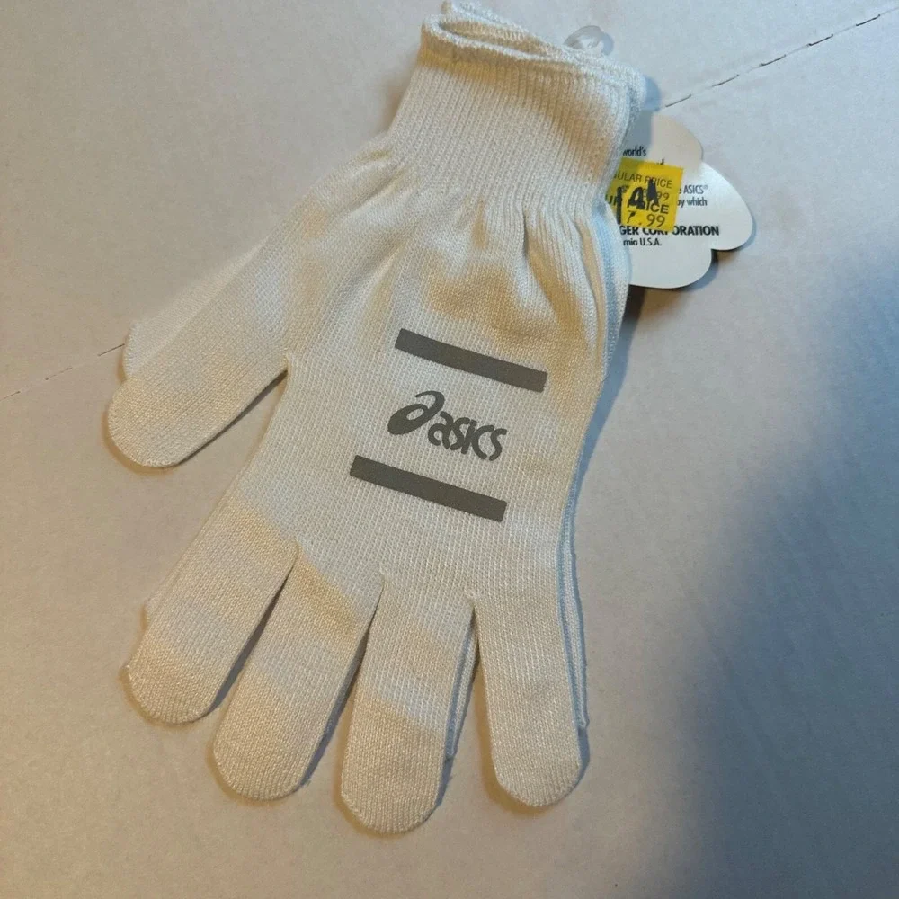 Asics Thermax Gloves Glove Liners Unisex M/L White Reflective Logo ZC755M-01 NWT